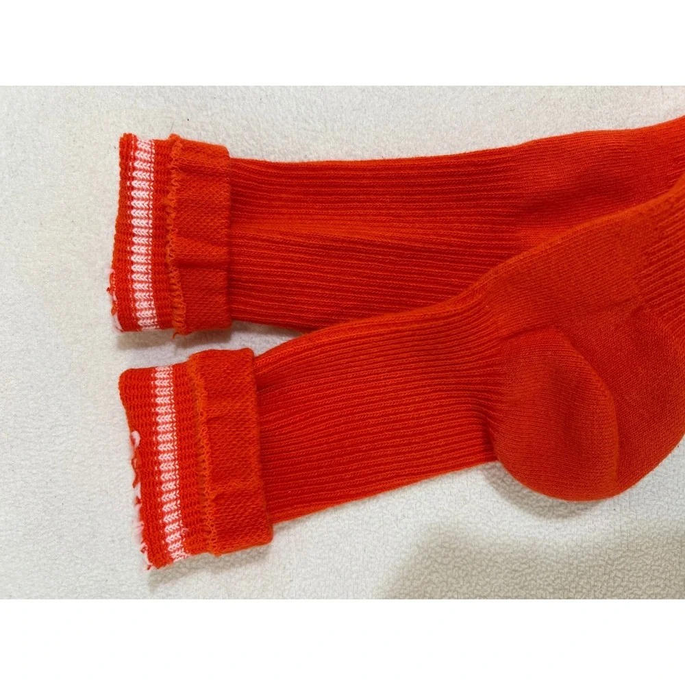 Nike Dri-FIT Crew Socks Orange White Striped Athletic Mens Performance Training